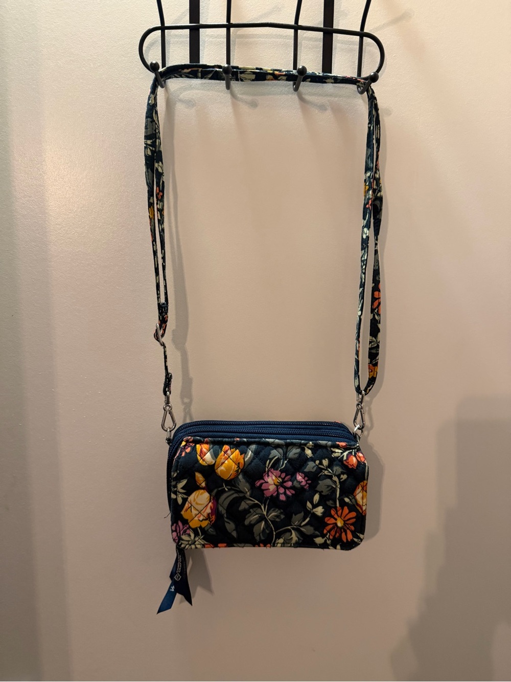 Vera Bradley Navy Floral Quilted Crossbody Bag